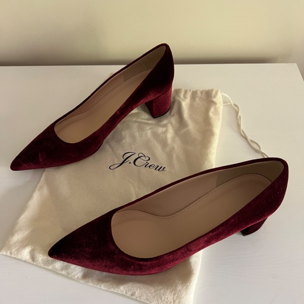 J. Crew Avery Heel in Burgundy Velvet size 11 - Picture 4 of 5